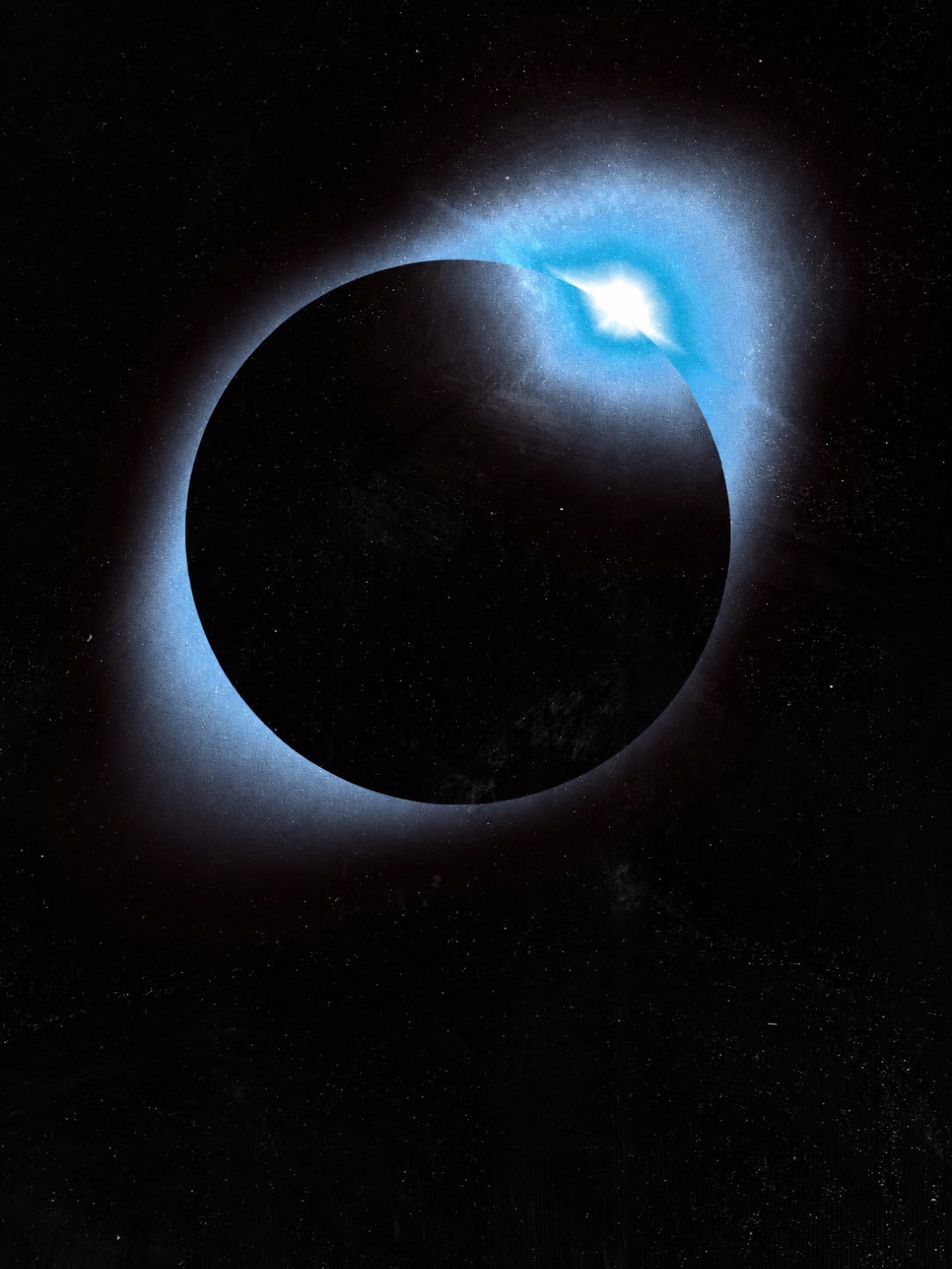 Solar eclipse with a blue corona
